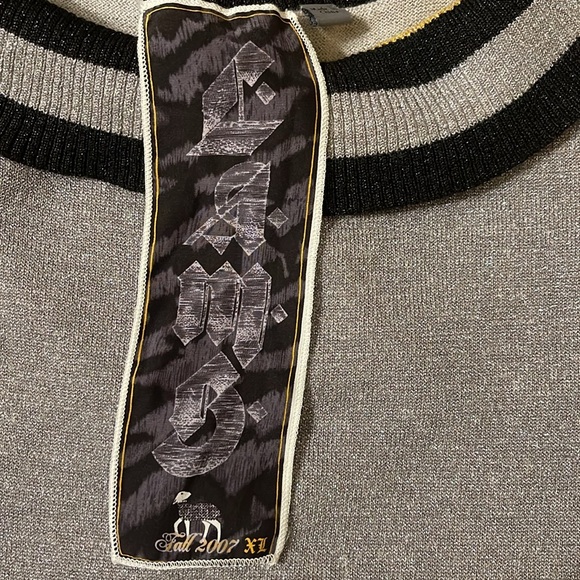 L.A.M.B. Dress Vintage Striped Glitter Tinsel Lamb Wool Dress XL Y2K - Picture 10 of 14